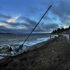 Sailboat beached by strong winds in Purdy