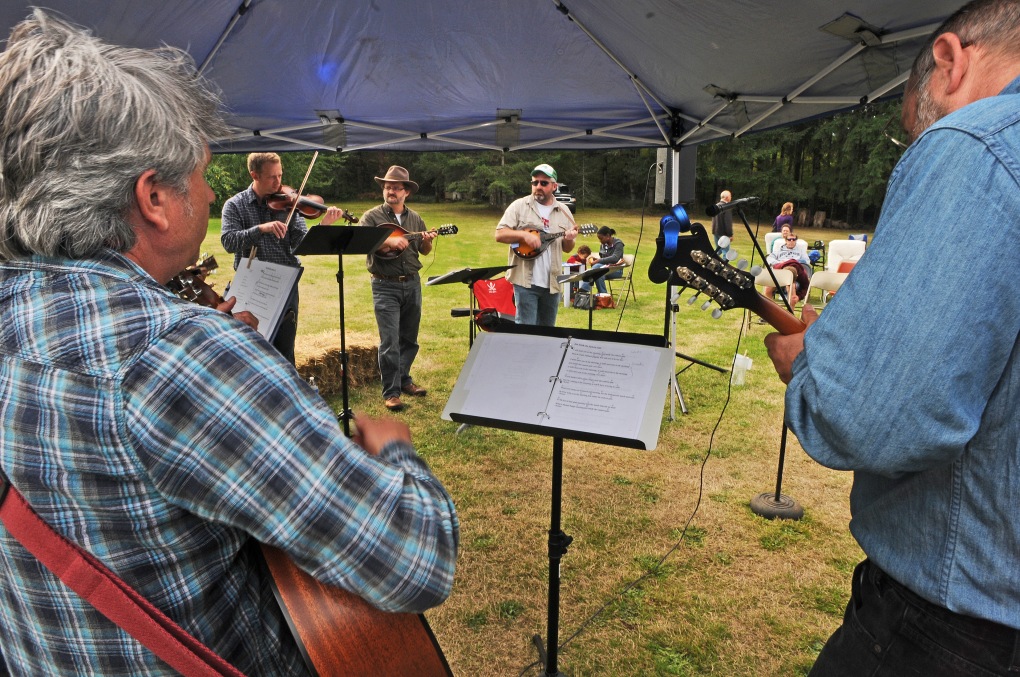 The band BLuegrass Minstrels, which is made up of Key Peninsula pastors and residents, performed in honor of the late Bill Ketts who started Grace Fellowship Church at Blue Willow Lavender Farm. 
