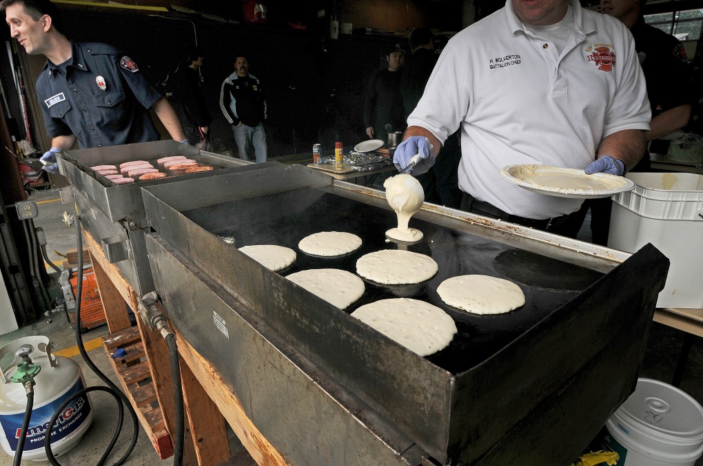 Hundreds of pancakes were served by firefighters at the Key Center fire house,